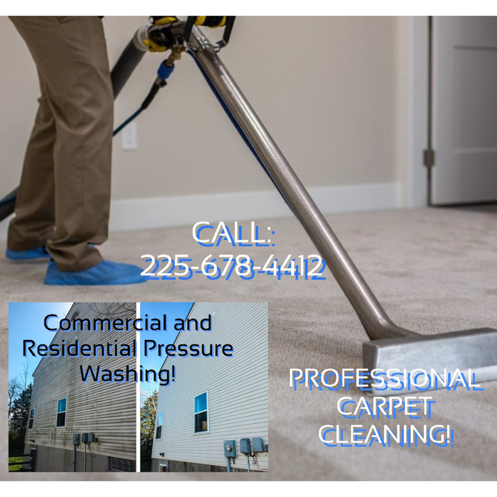 A professional technician cleaning a carpet with a steam wand for ALL CLEAN America in Baton Rouge, LA.