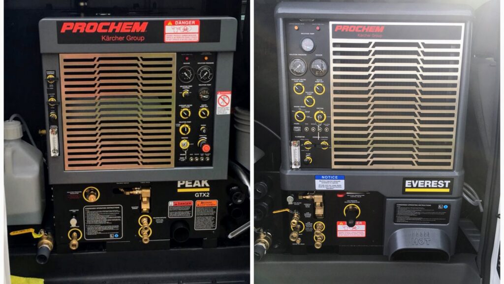 Professional Prochem Karcher Group carpet cleaning machines in a service van for Dalia's Carpet Cleaning in San Francisco, CA.