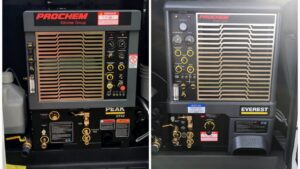 Professional Prochem Karcher Group carpet cleaning machines in a service van for Dalia's Carpet Cleaning in San Francisco, CA.