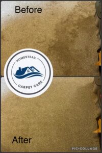 Professional carpet cleaning before and after results by Homestead Carpet Care in Rapid City, SD.