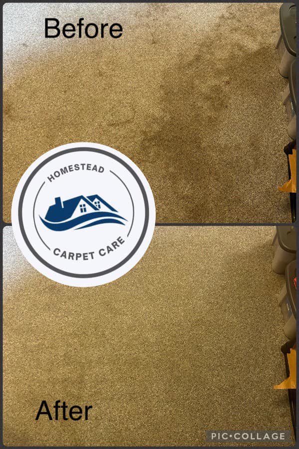 Professional carpet cleaning before and after results by Homestead Carpet Care in Rapid City, SD.