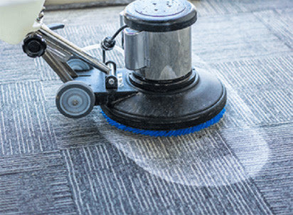 A professional carpet cleaning service in progress on a patterned carpet by Accent Carpet & Upholstery Cleaners in Pittsburgh, PA.