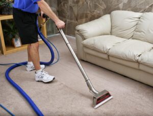 A professional performing carpet cleaning services for a client by Integrity Carpet Cleaning Services in Los Gatos, CA.