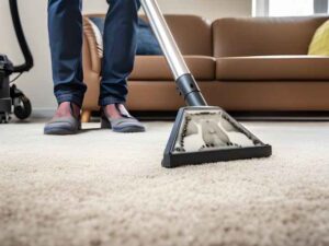 Professional carpet cleaning in progress at a client's home by Thomas Carpet & Oriental Rug Cleaners in Newtown Square, PA