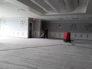 Professional cleaning of a large commercial carpet by Rowland Brothers Carpet Cleaning Service in Morgantown, WV