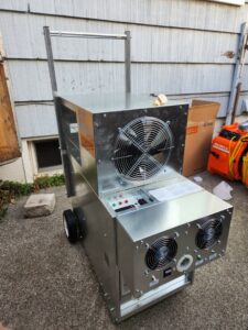 A professional pest control heat treatment machine ready for use by VIHK LLC in Spokane, WA.