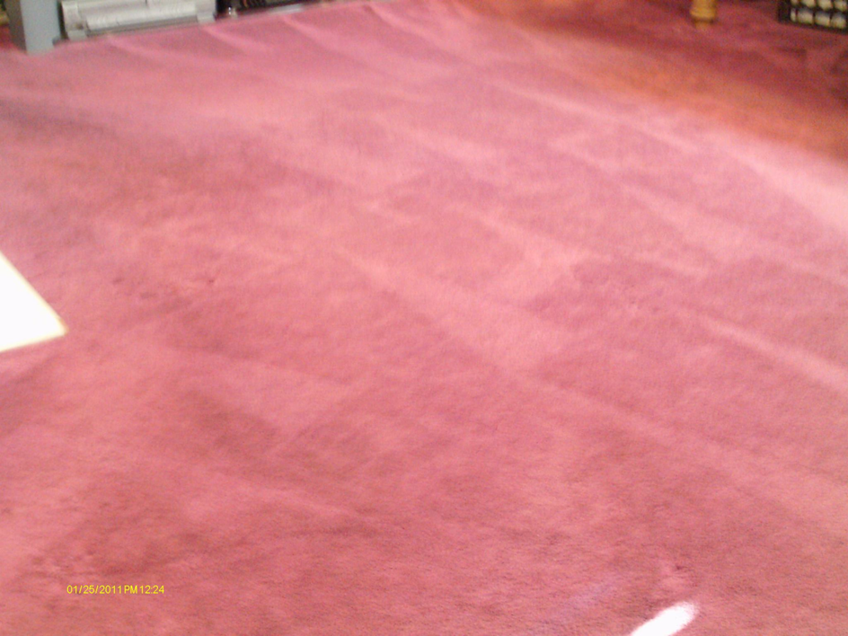 Professional red carpet cleaning service showing fresh lines by Marty B's General Klean in Cincinnati, OH.