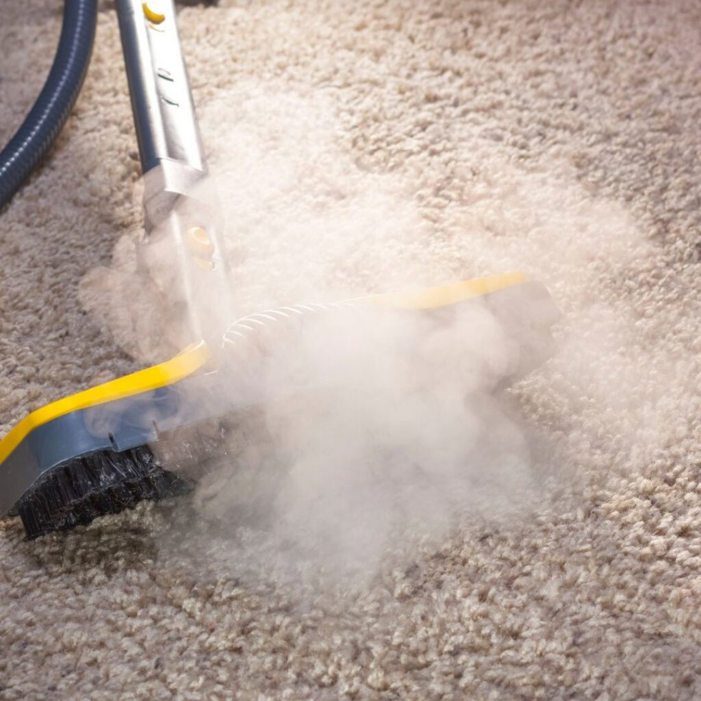Professional steam carpet cleaning in progress by Mark's Carpet Cleaning in Omaha, NE