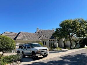 A raccoon safely contained in a trap in the back of a service truck, ready for removal by Texas Rodent Control in San Antonio, TX.