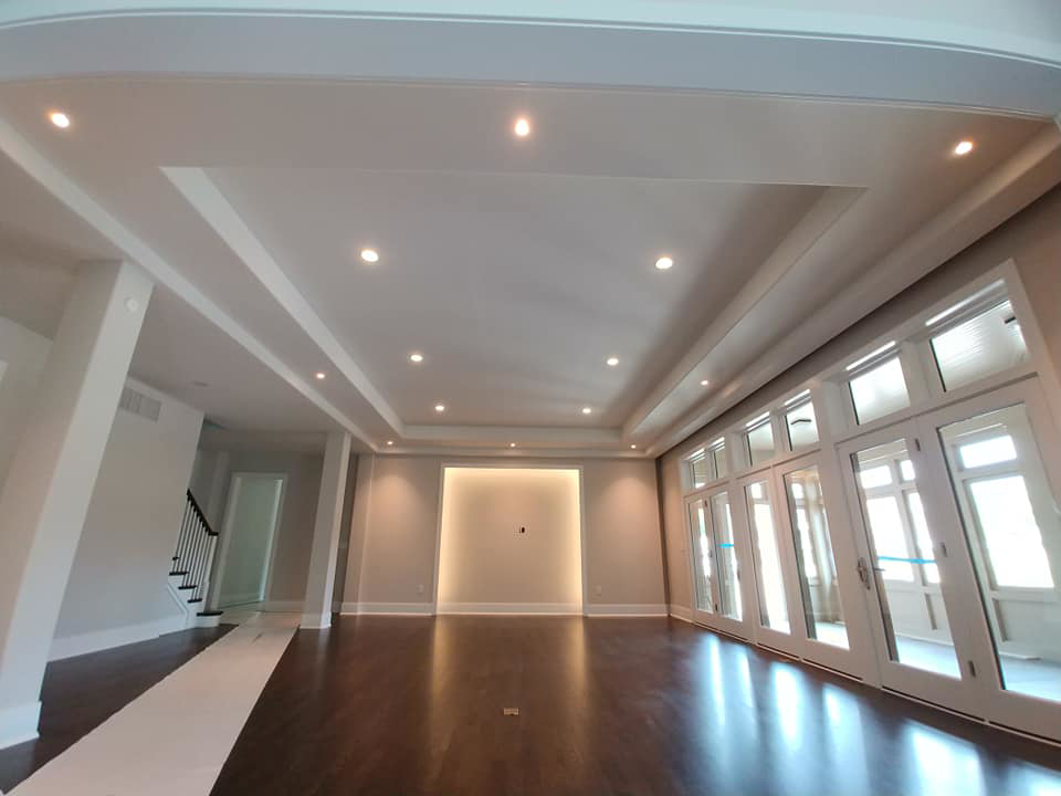 Interior recessed and accent lighting installation in a modern room by EFS Electric Inc in Wilmington, DE.