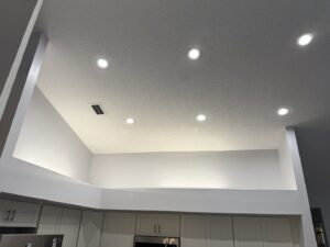 Modern recessed lighting installed in a kitchen ceiling by A Solid Connection Electrical Services in Brandon, FL.