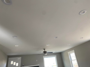 Professional installation of recessed lighting and a ceiling fan by WilPower Electrical Services in Charlotte, NC.