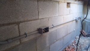 Recessed lighting installation in a bathroom renovation project by Starnes Electric LLC in Rock Hill, SC.