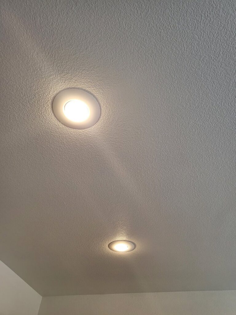Newly installed recessed lighting in a ceiling by Canyon Electric Company, Inc. in North Las Vegas, NV