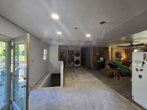 Recessed lighting installation in a home undergoing renovation by JAL Electrical Construction in Hammond, IN.