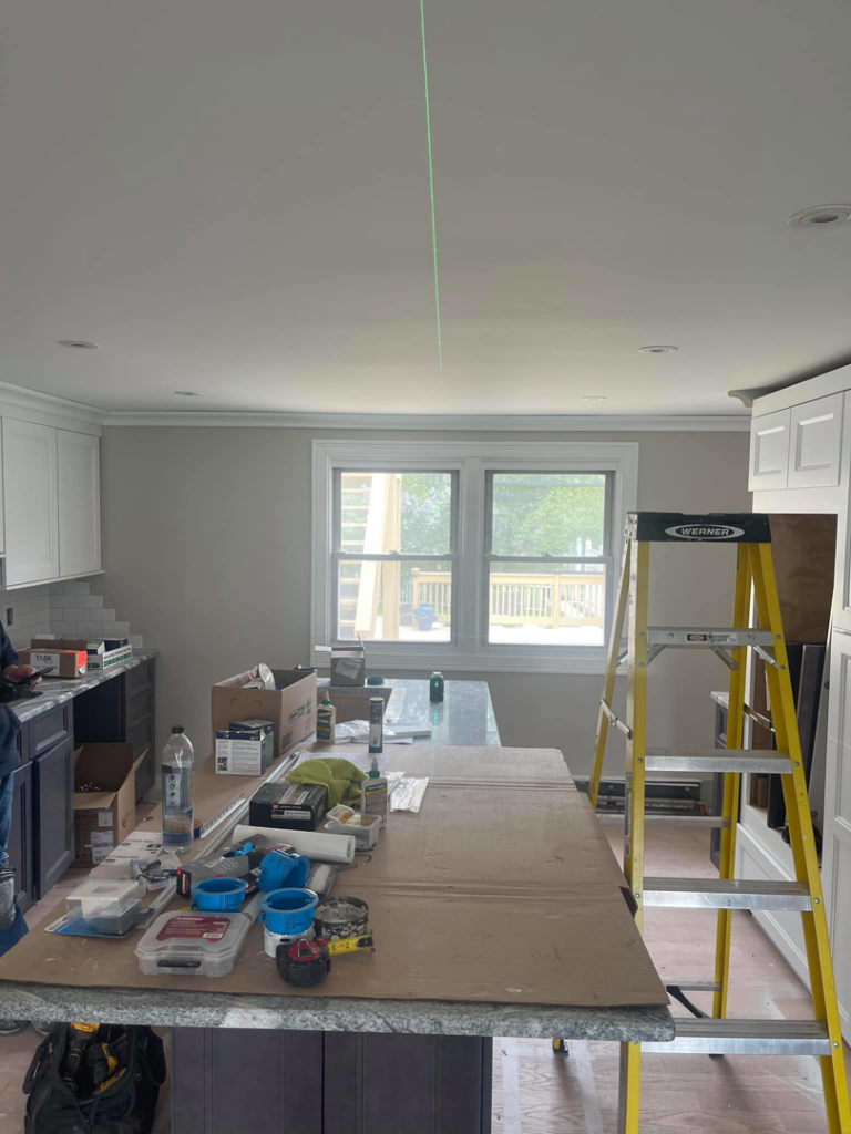 Recessed lighting installation and electrical work in a kitchen by A.C. & Son's Electric LLC in Pawtucket, RI
