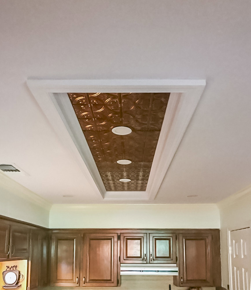 New recessed lighting installed in a kitchen ceiling by Steadfast Electric, LLC in Baton Rouge, LA.