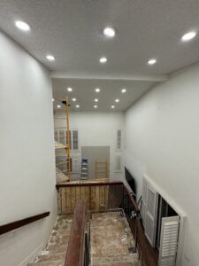 Recessed lighting installation in a room under renovation by Positive Electricians in Van Nuys, CA.