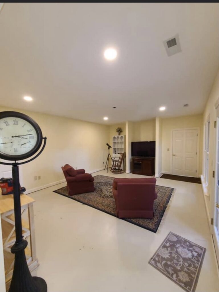 A room showcasing new recessed lighting installed by Fresh Start Electrical, LLC in Newport News, VA