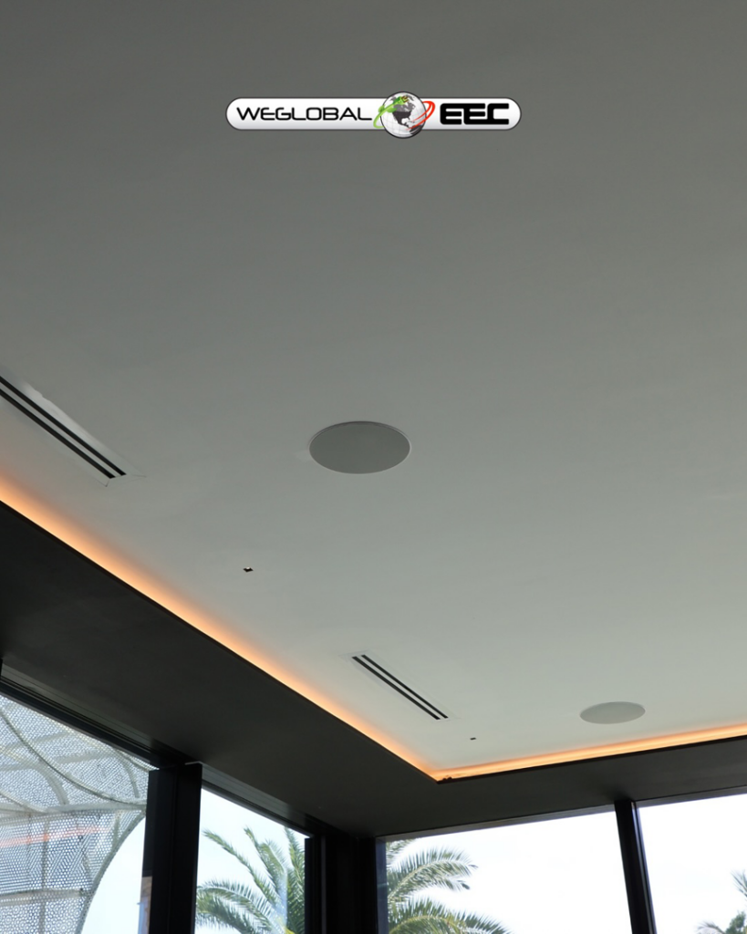 Professional recessed lighting installation in a modern ceiling by Weglobal Technologies & EEC Electricals in Deerfield Beach, FL