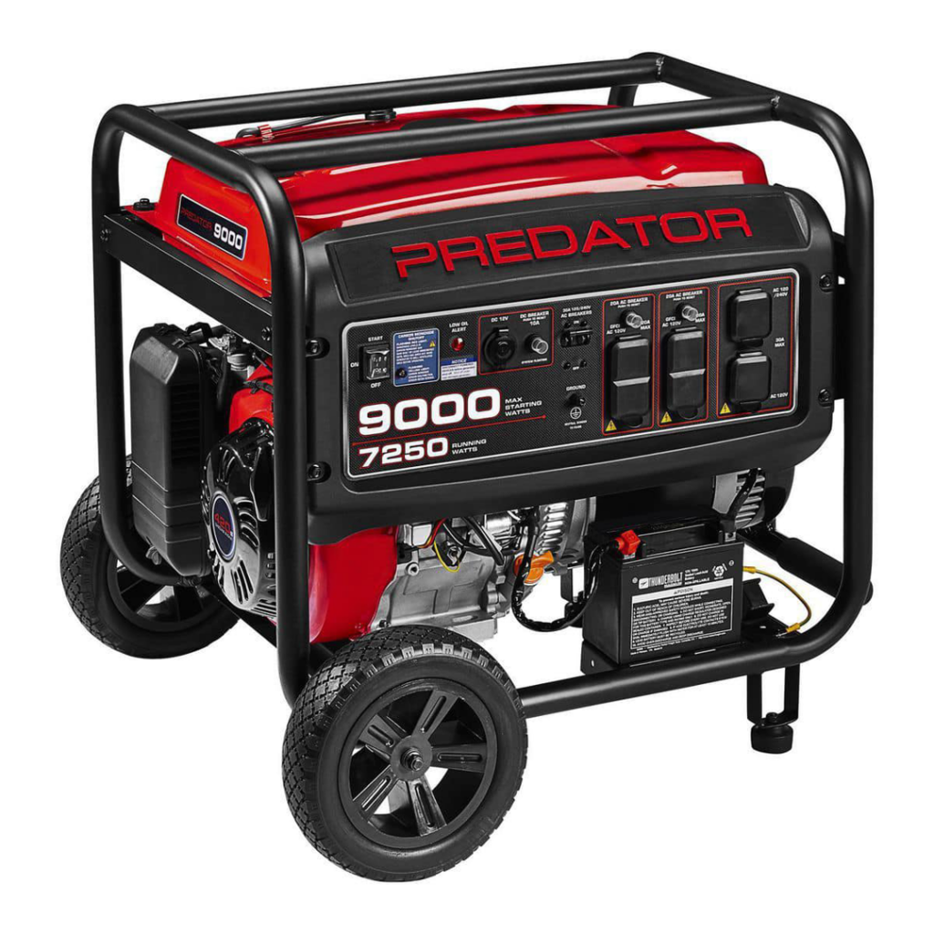 A red portable home generator, representing generator installation services by Penrose Electric in Knoxville, TN