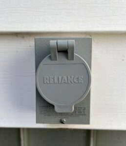 Reliance generator inlet box installation for backup power by TruVolt Electric in South Bend, IN