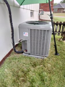 A newly installed residential air conditioning unit by Avery Heating and Cooling in Independence, MO.