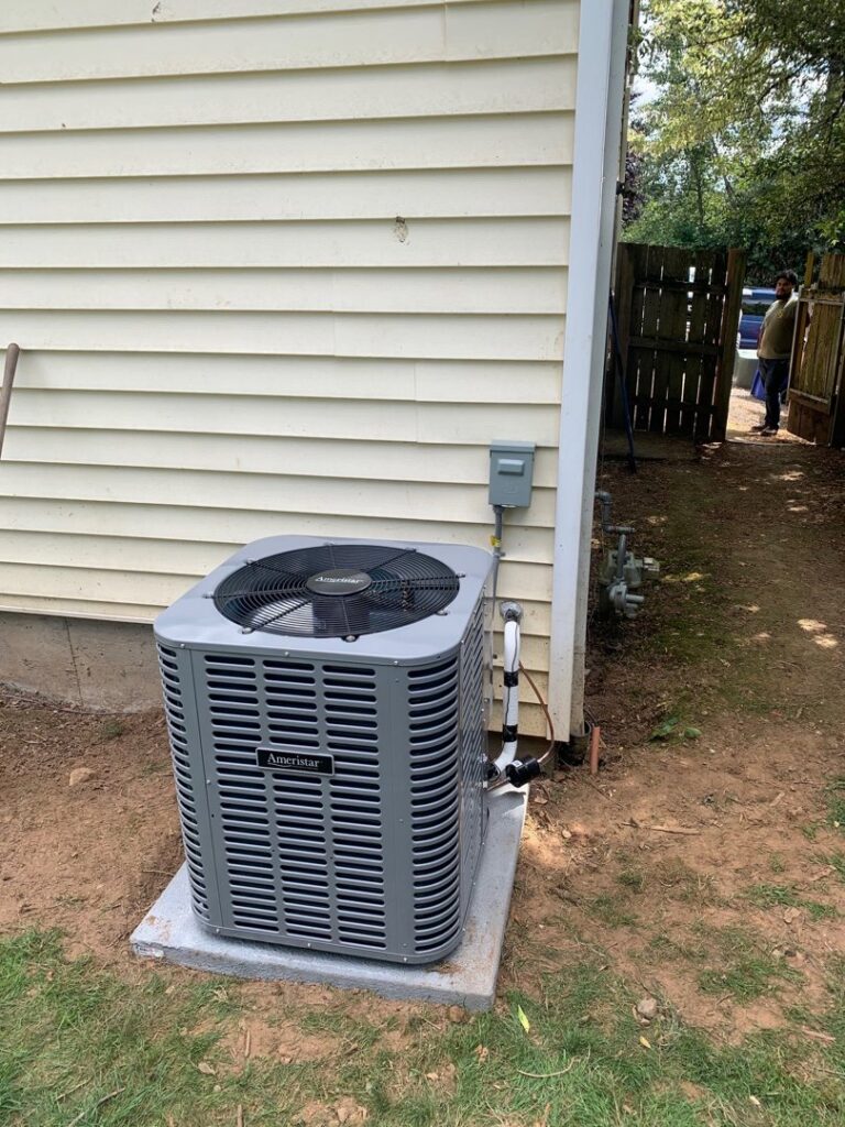 A residential air conditioning unit recently installed by Excellence Heating & Cooling, LLC. in Beaverton, OR.