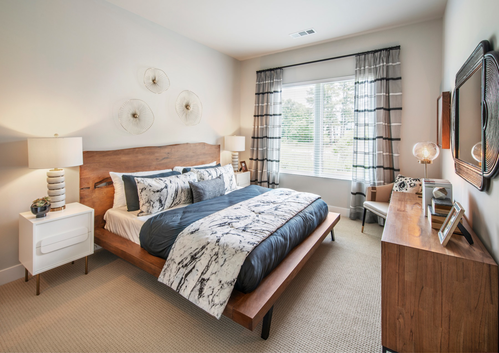 Cozy wall-to-wall carpet installed in a modern bedroom by DCO Commercial Floors in Atlanta, GA.