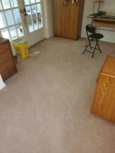 A residential carpet showing areas that need cleaning or have just been cleaned by Right & Clean Atlanta 24-7 Carpet Cleaning in Atlanta, GA.
