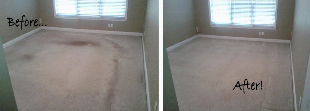 Before and after comparison of residential carpet cleaning by Metro Steamway Inc. in Charlotte, NC.