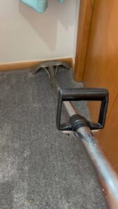 A professional carpet cleaning service in progress on a residential carpet by On The Spot Carpet Cleaning in Erie, PA.