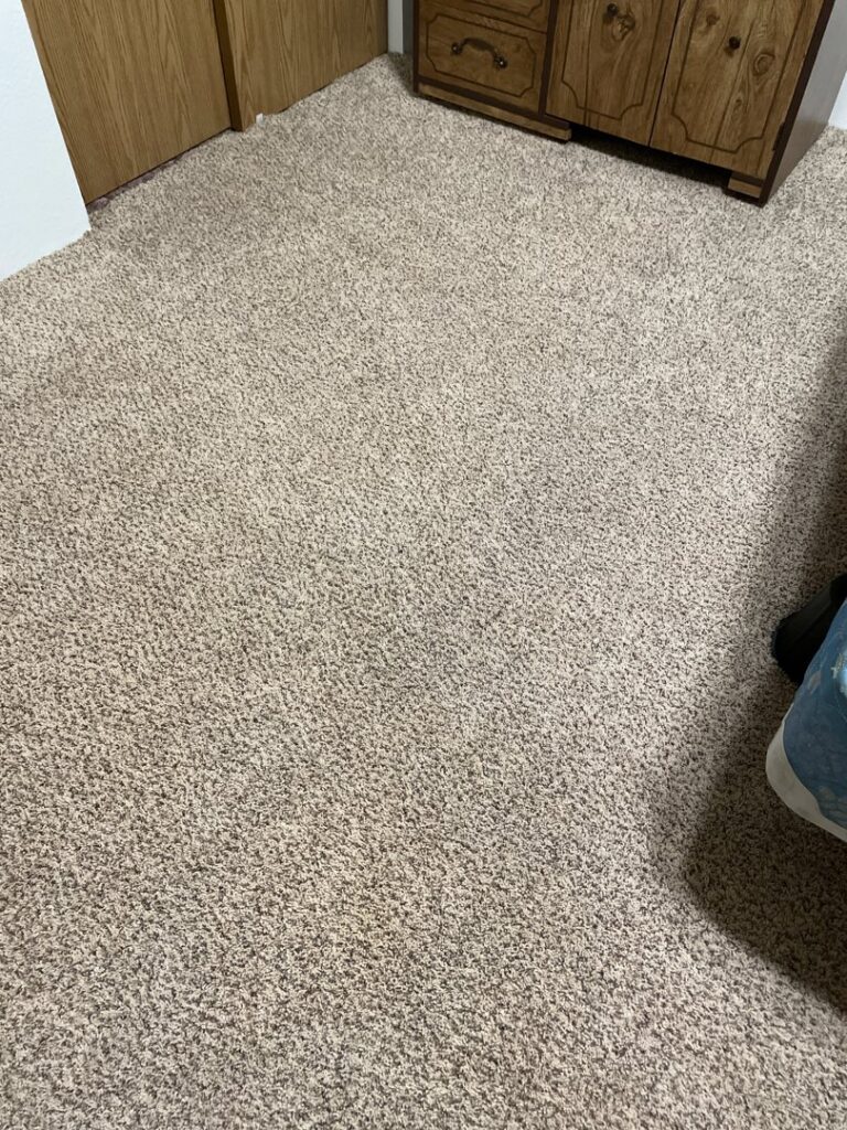 Residential carpet with visible stains, indicating a need for professional cleaning from Clean-Master in Coeur d'Alene, ID.