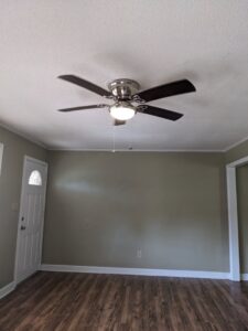 A residential ceiling fan with lights installed in a room by Geter Electrical Services LLC in Fountain Inn, SC.