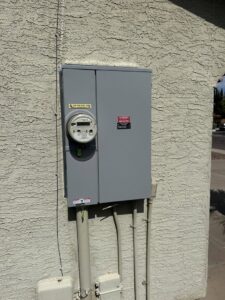 A residential electrical meter and service panel installed by Accel Electric in Peoria, AZ.