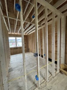 Residential electrical rough-in wiring and junction boxes installed in new construction by Rudis Electrical LLC in Scranton, PA.