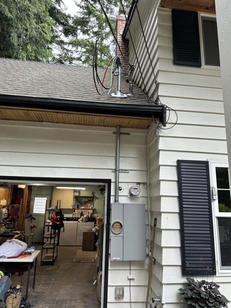 Residential electrical service entrance and meter installation on a house by Watts Up Electric in Crystal Lake, IL.