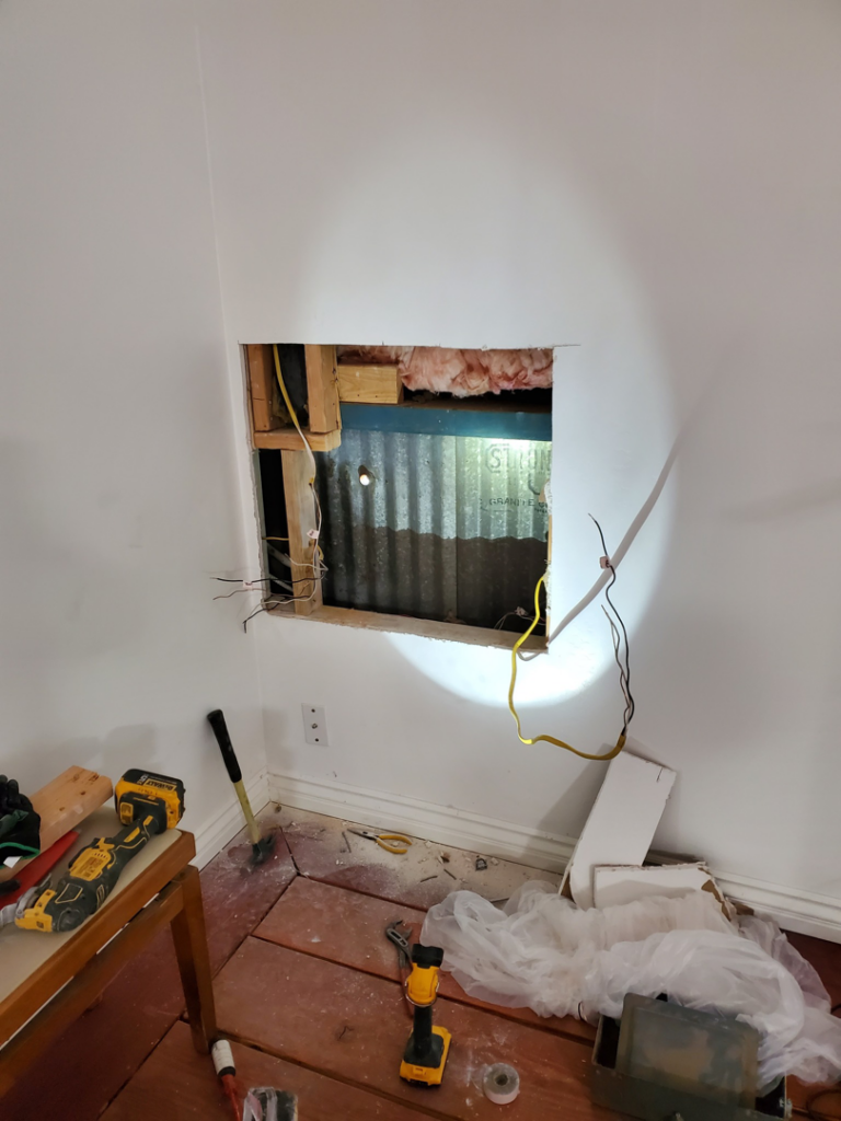 New residential electrical wiring being installed in a wall by B&C Electric LLC in Bakersfield, CA