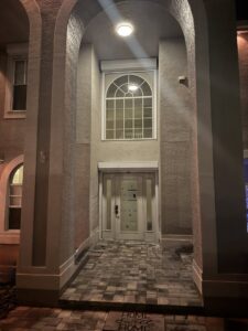 Residential entryway lighting installation illuminating the front door by Ryno Electric in Cape Coral, FL