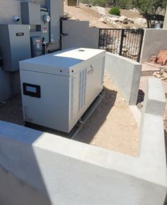 A residential Generac generator setup installed by Energysense llc, providing backup power in Tucson, AZ.