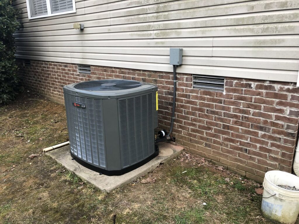 An outdoor residential HVAC unit installed by Eaton Companies LLC in Clarksville, TN.