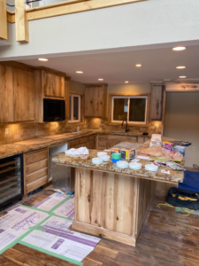 A modern kitchen with new recessed and under-cabinet lighting installed by Frontline Electric in Pocatello, ID.