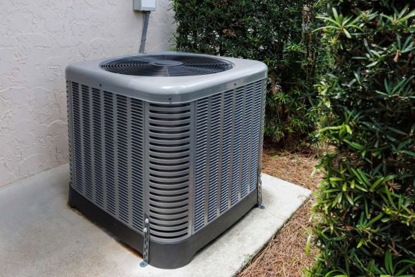 A residential outdoor air conditioning unit installed by Chill Out Heating and Cooling in Tulsa, OK.