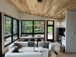 Modern recessed and pendant lighting installed in a residential living space by Schroeder Electric in Duluth, MN.