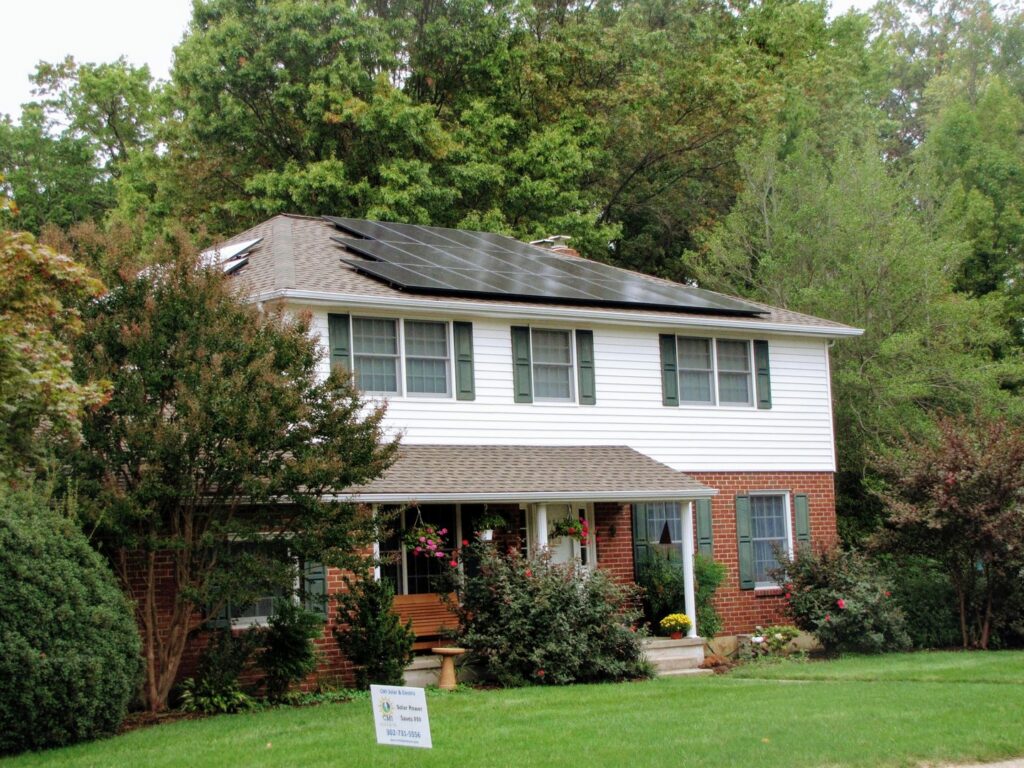 Residential solar panel installation on a house by CMI Solar & Electric, Inc. in Newark, DE.