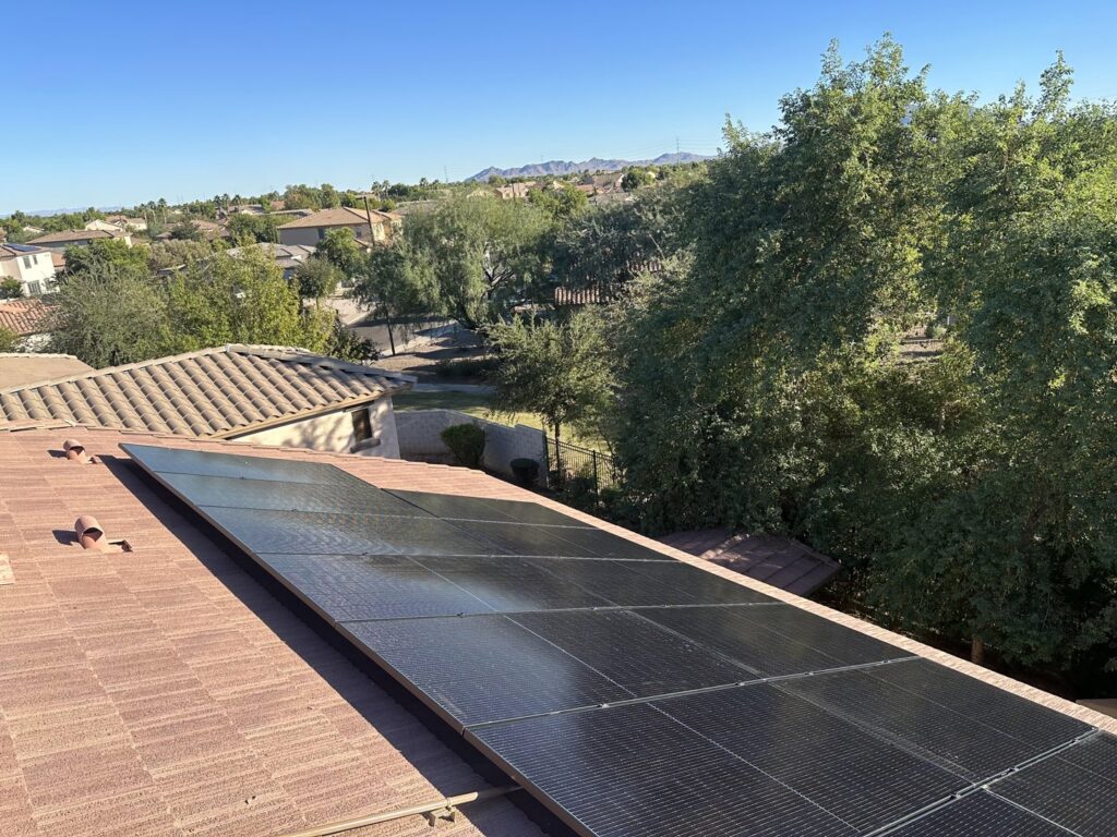 Solar panels installed on a residential tiled roof by Modern Day Energy in Phoenix, AZ
