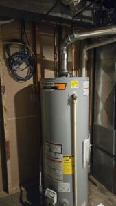 A residential water heater installed by Preferred Heating & Air in Bismarck, ND.