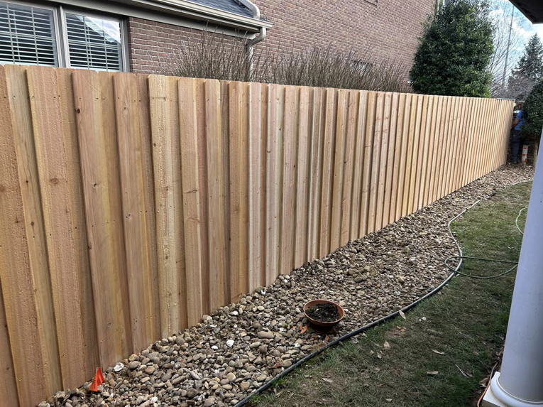 Residential wood privacy fence installation by Rager Fencing & Lawn Care, LLC in Owensboro, KY.