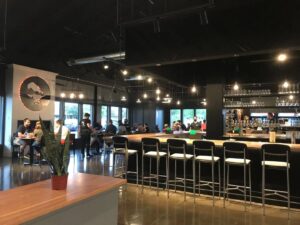 Modern interior lighting installed in a restaurant by Cummings Electric in South Burlington, VT.