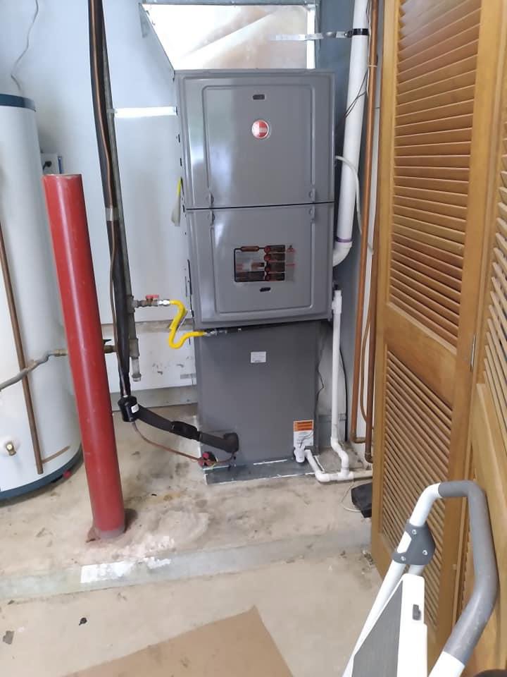A Rheem furnace and associated ductwork installed in a home by Air We Are in Toms River, NJ.